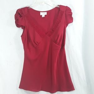 Ann Taylor Loft Womens Short Sleeve V neck Shirt 8